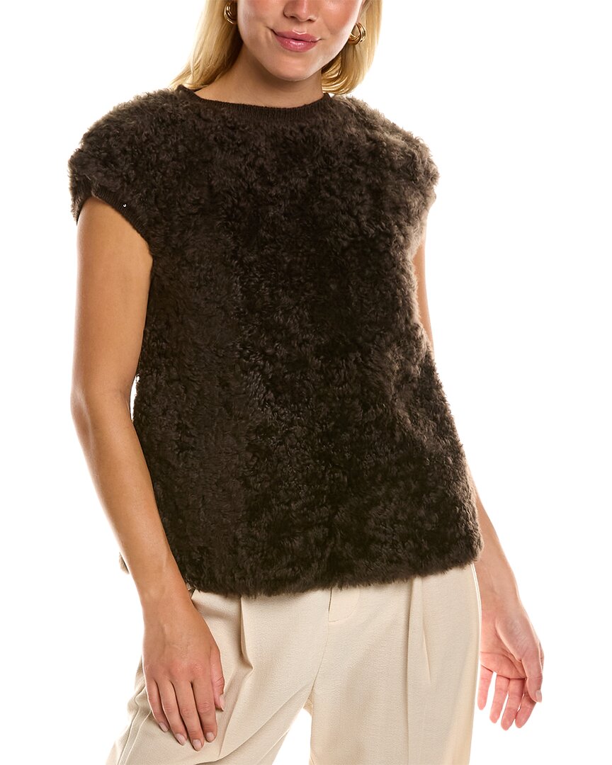 Silk-Lined Shearling Top