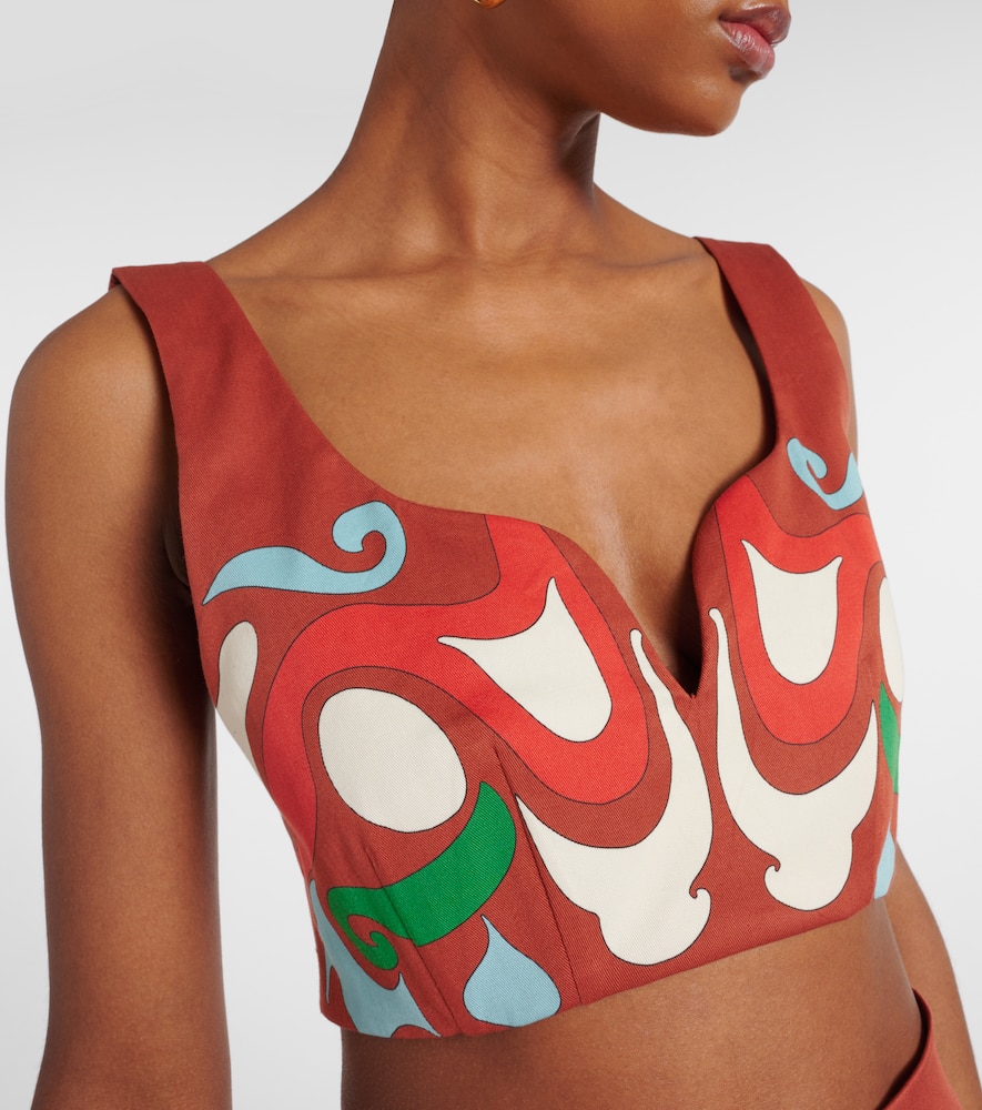 Baia printed cotton-blend crop top