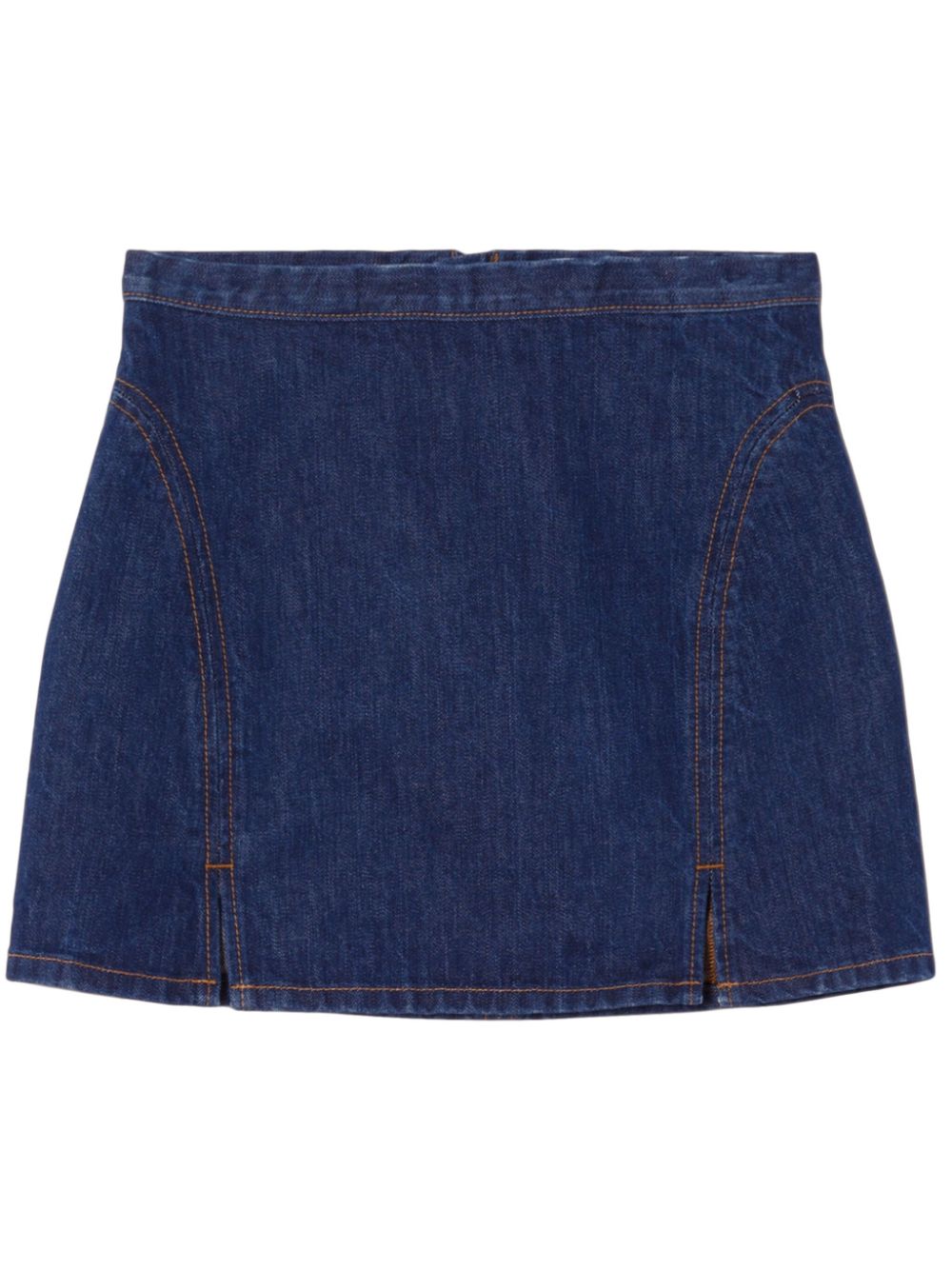 Split denim mini skirt - Blue