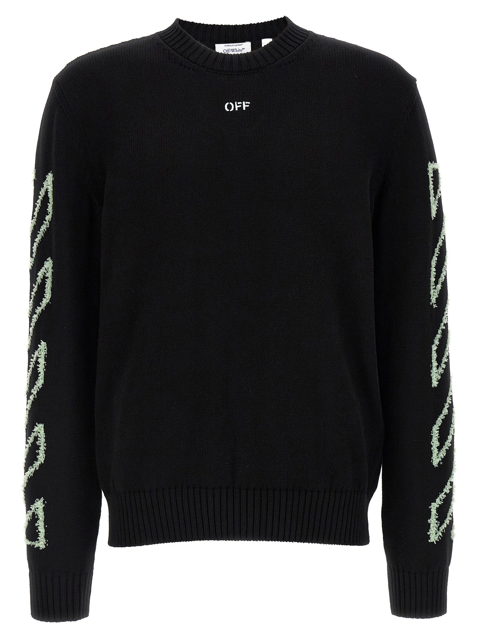 Diag Outline Knit Sweater — Black
