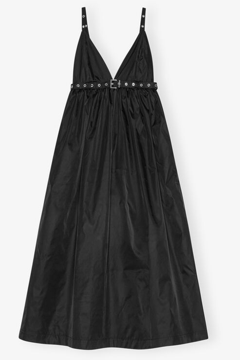 Black Duchesse Nylon Strap Dress