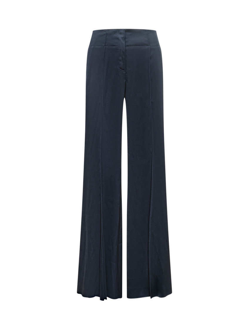 Blue Regular Flat Front Pants