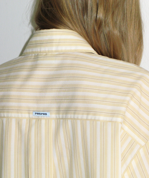 BUTTON POCKET OVERSIZED SHIRT YELLOW STRIPE