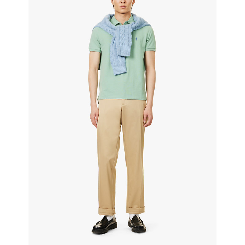Mens Faded Mint Logo-embroidered Slim-fit Cotton-piqué Polo Shirt 