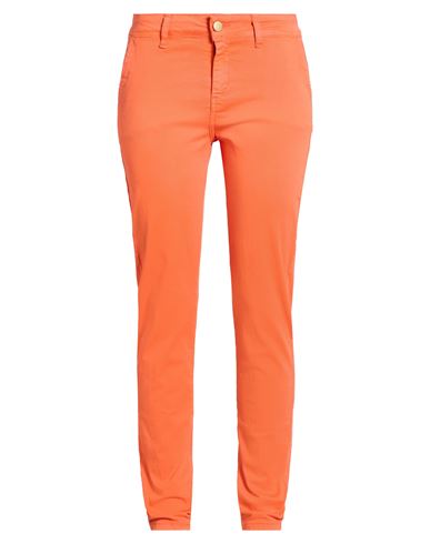 Woman Pants Orange Size 4 Cotton, Elastane