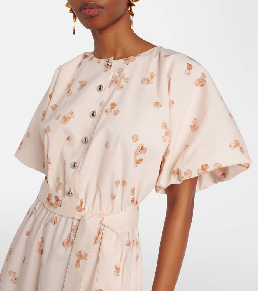 Paulina floral belted cotton-blend midi dress