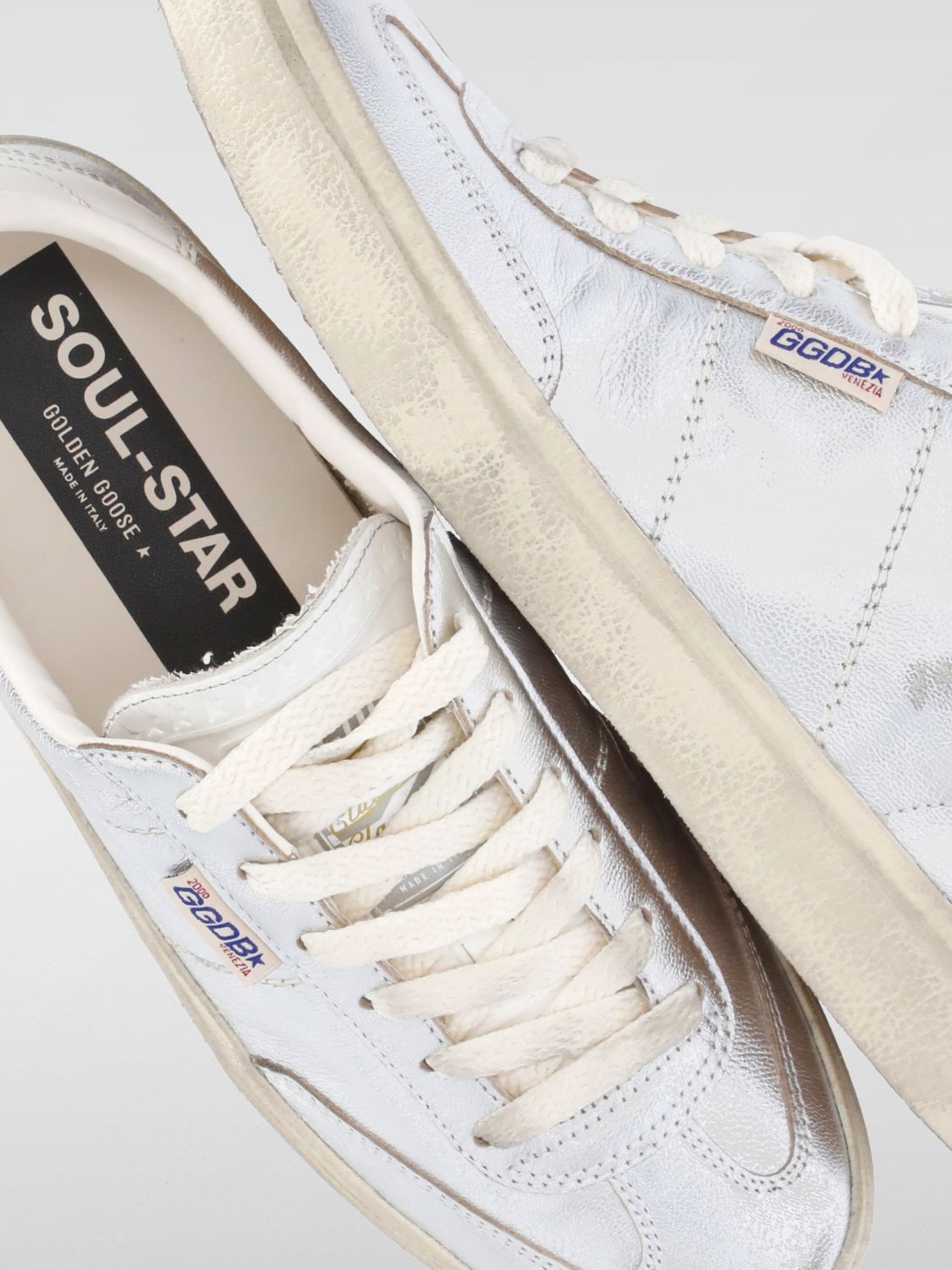 Soul-Star metallic leather sneakers - Silver