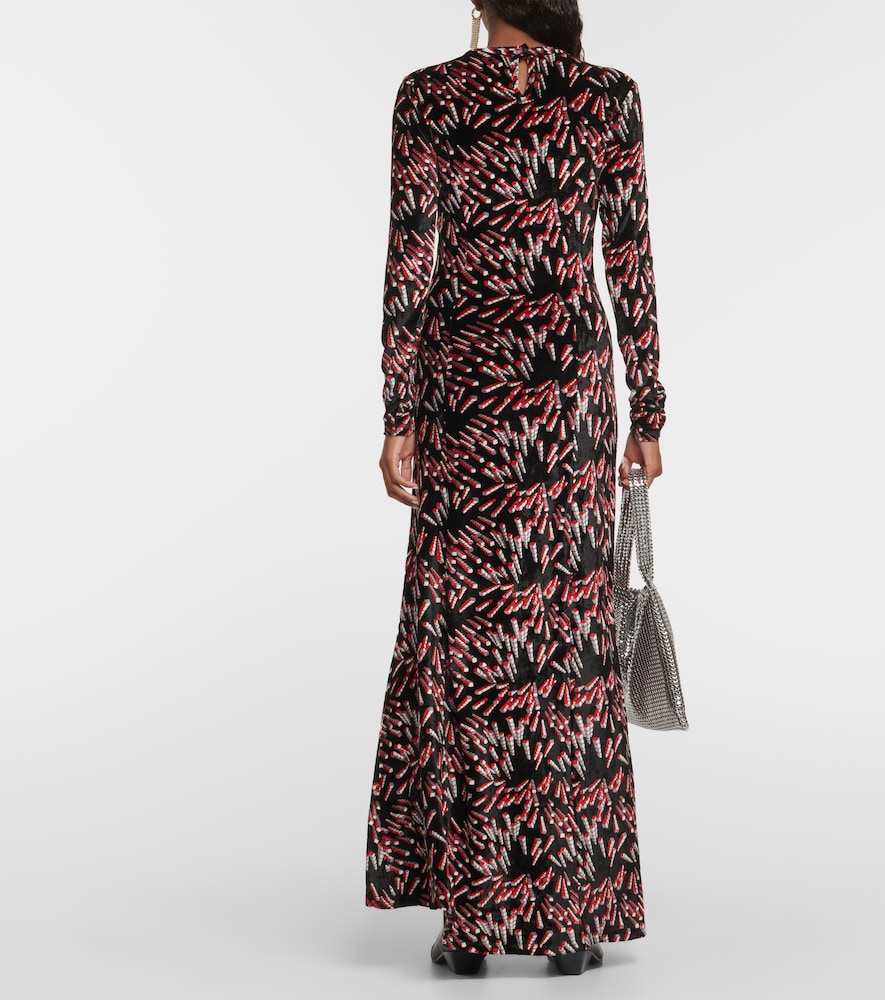 Printed velvet maxi dress