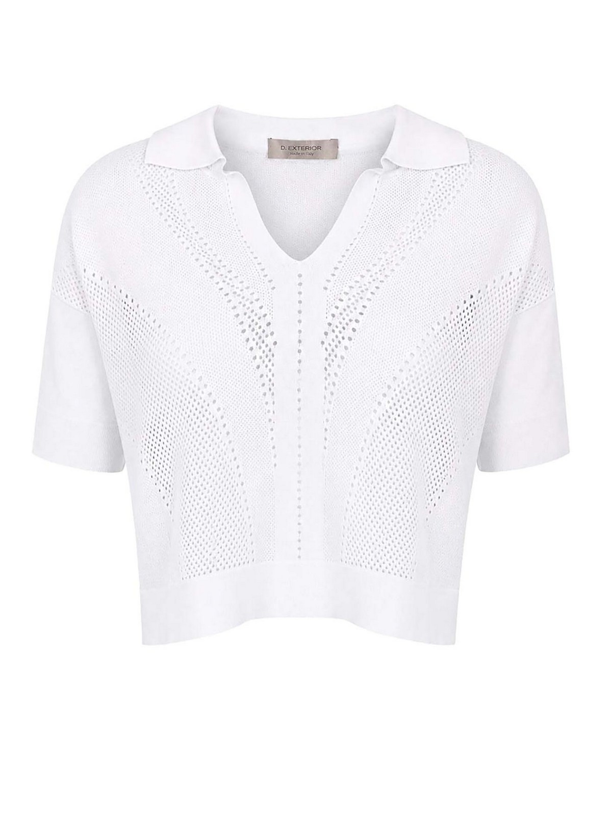 Cropped Perforated Polo Shirt