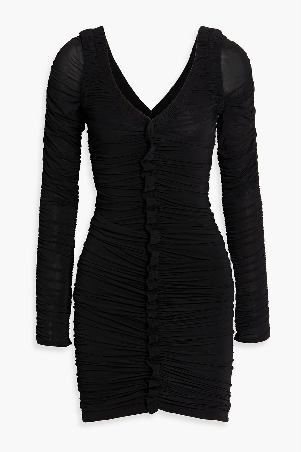 Ruched jersey mini dress - Black - L
