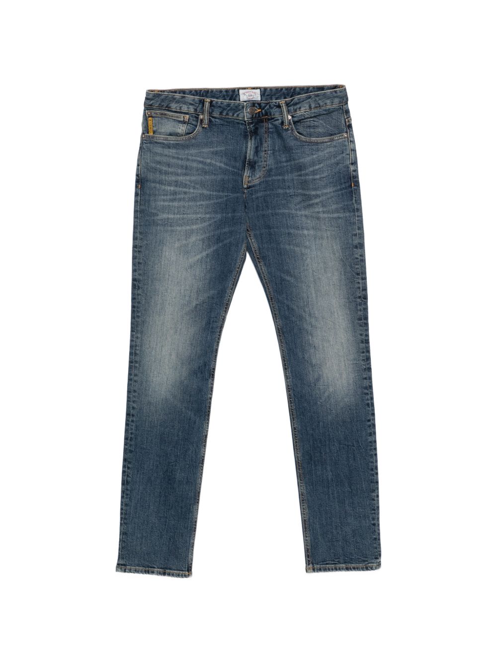 Whiskered Faded Denim Jeans — Blue