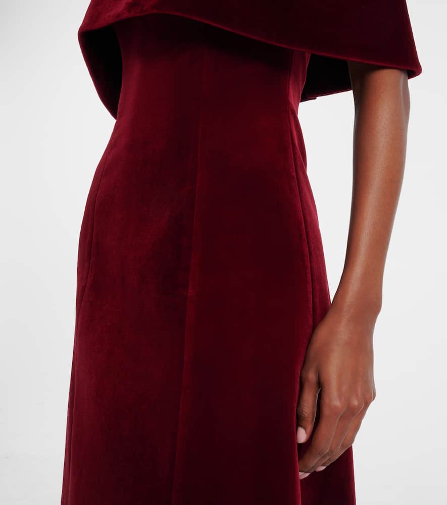Carita off-shoulder cotton velvet midi dress