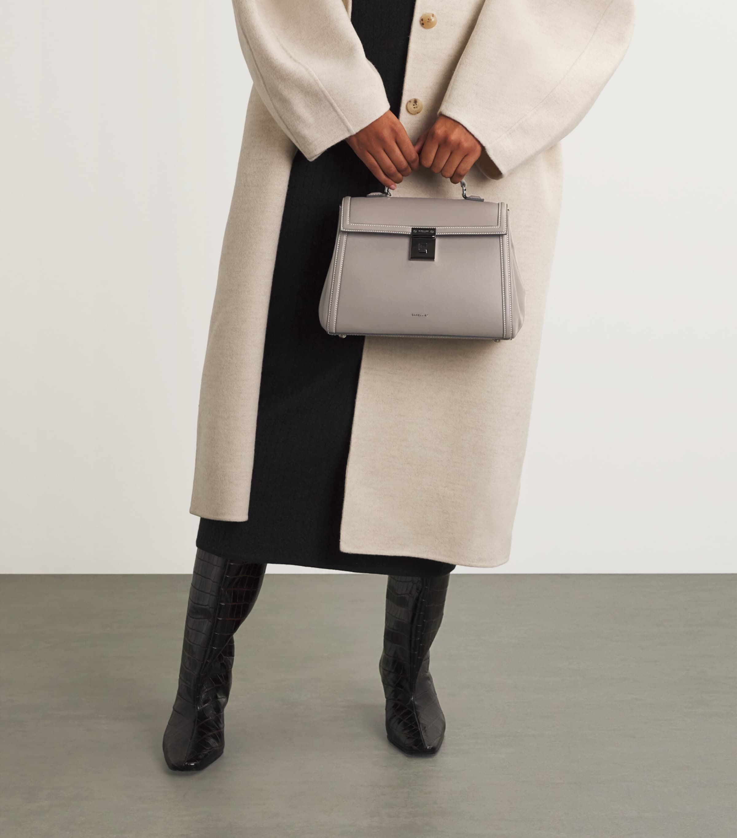 Leather Midi Paris Top-Handle Bag