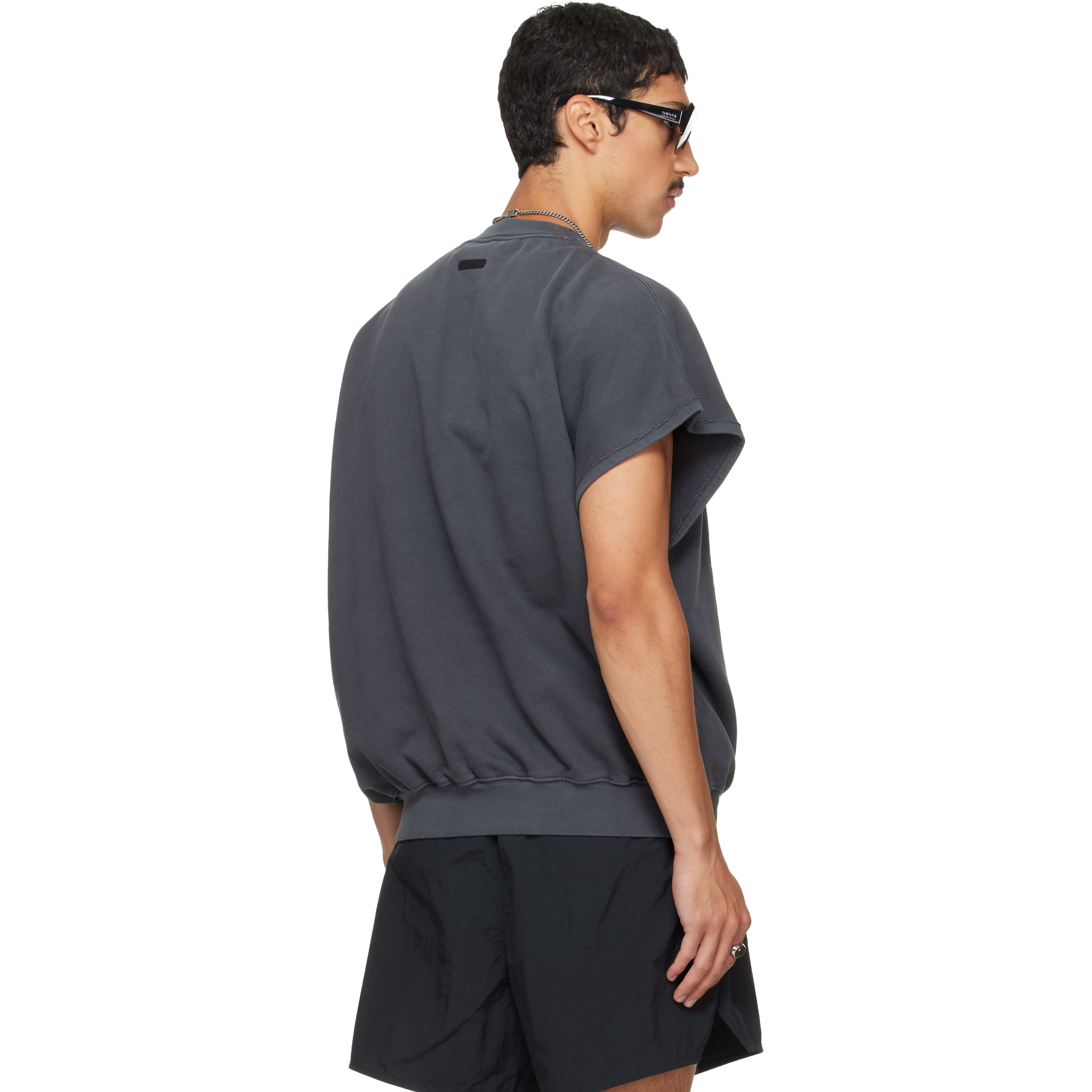 Gray Relaxed Fleece Cutoff Sweatshirt