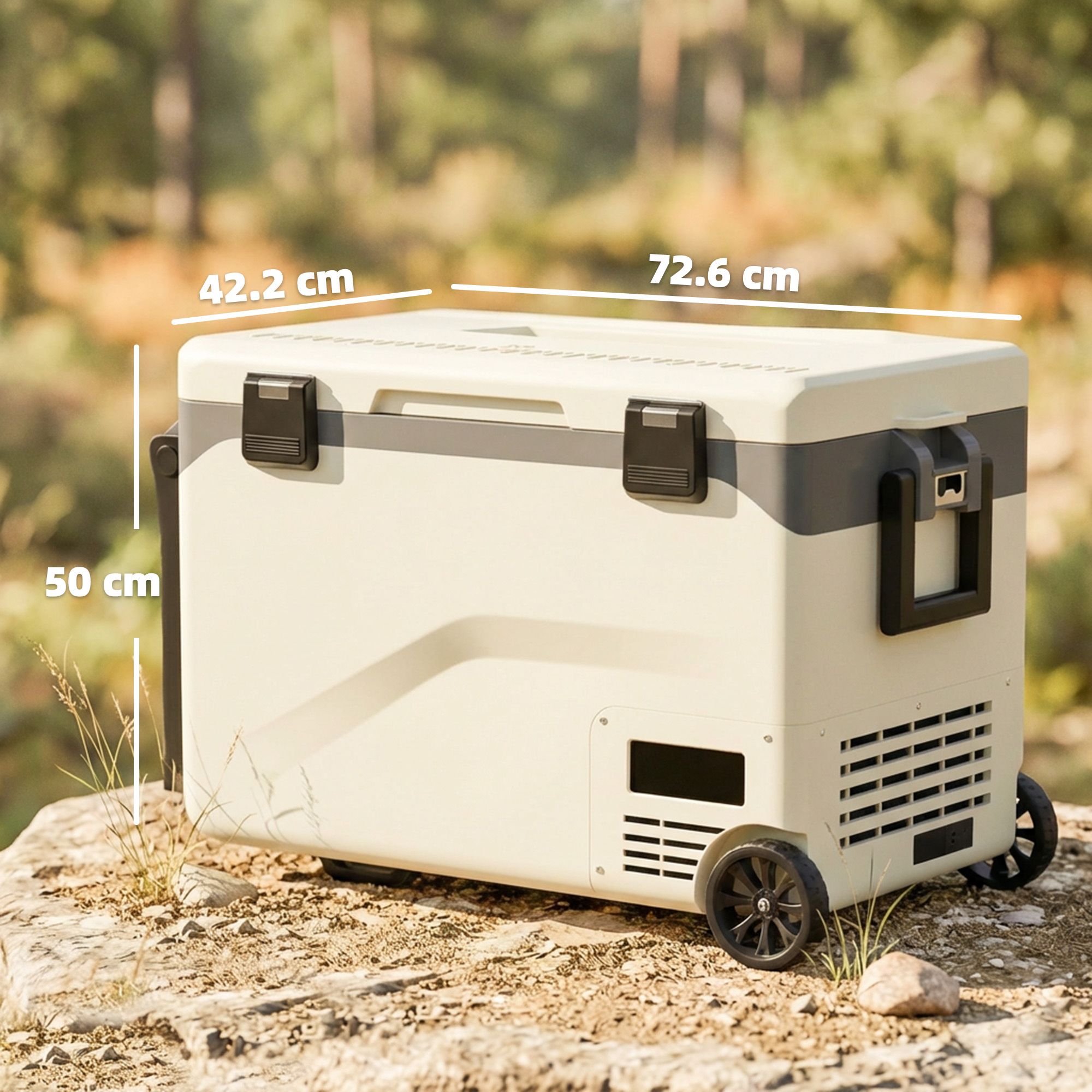 Outsunny 42.5L Compressor Car Fridge Freezer, Camping Refrigerator In Crea