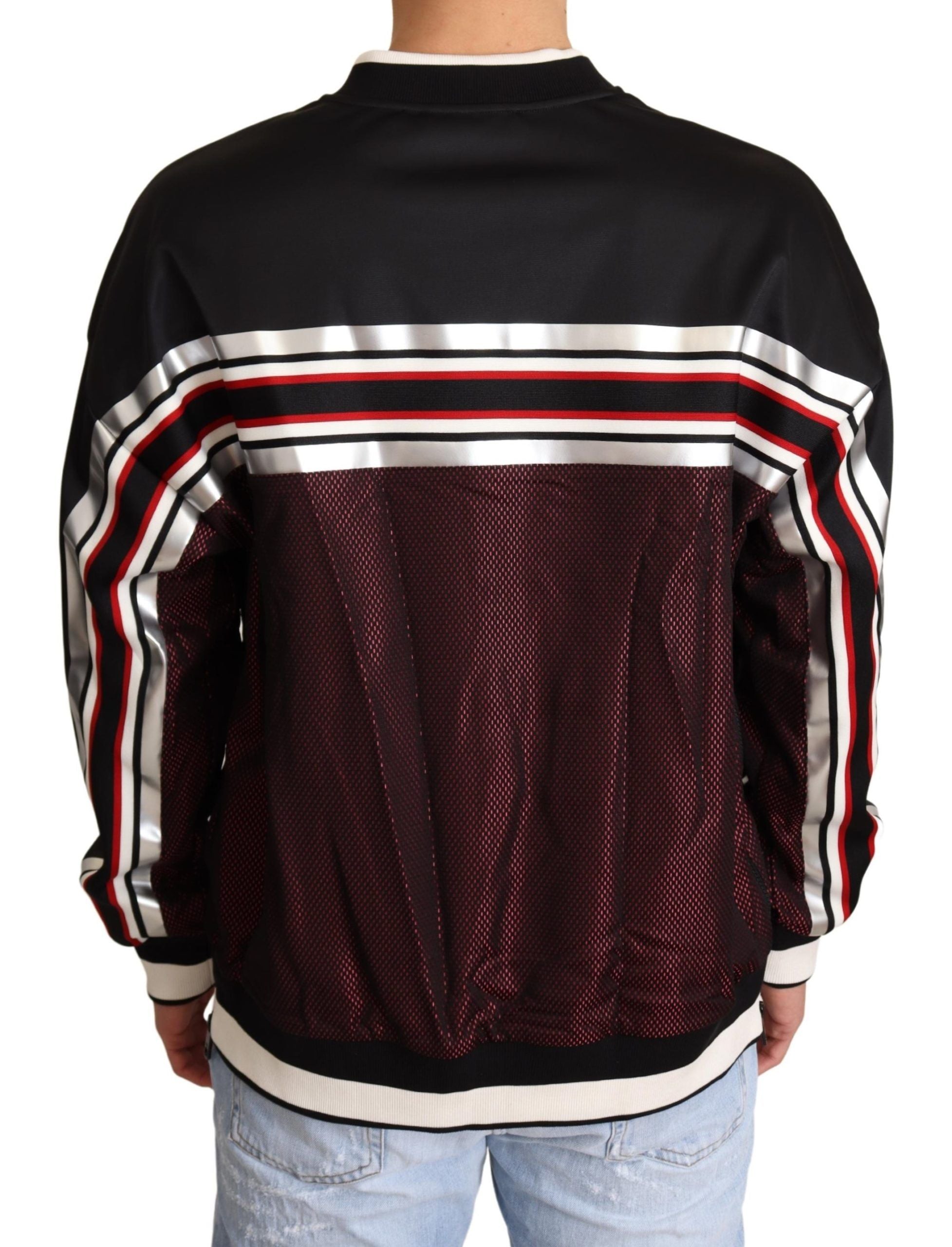Striped Mesh Sport Sweatshirt — Black
