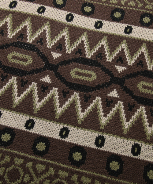 Vintage Fair Isle Jacquard Crewneck Knit_Brown