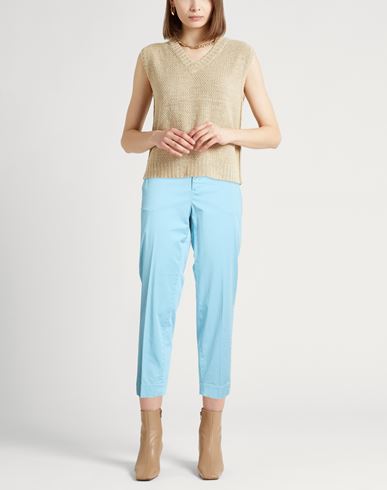 Woman Pants Sky blue Size 10 Cotton, Elastane