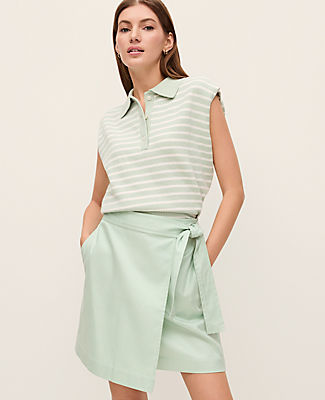 Ann Taylor Weekend Striped Collared Sweater Vest