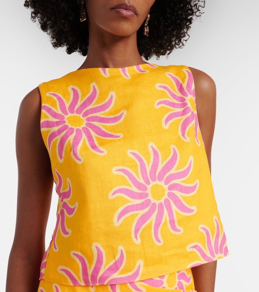 Avelino printed linen crop top