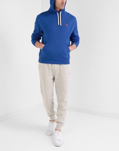 Cotton Blend Fleece Athleltic Hoodie Man Sweatshirt Bright blue Size XXL Cotton, Polyester