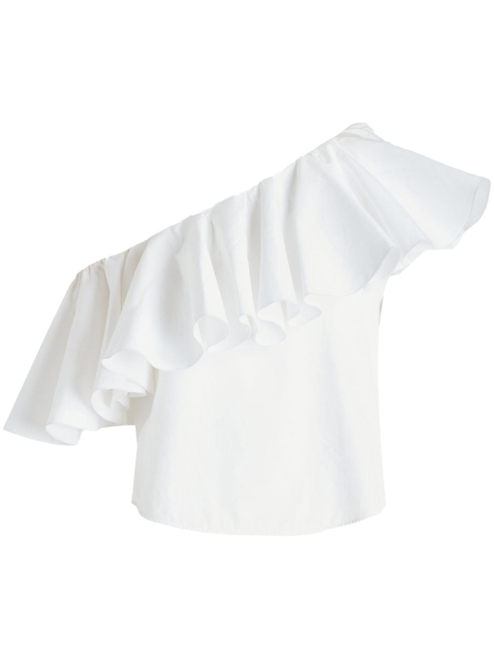 One-shoulder ruffle-trim blouse - White
