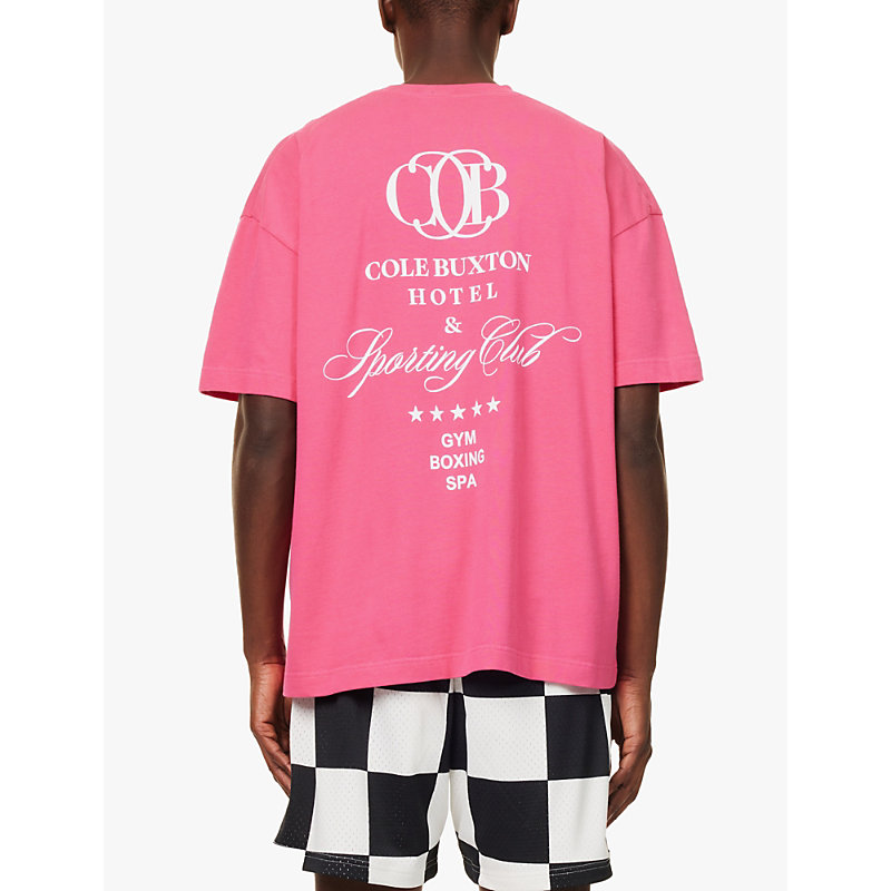 Mens Pink Hotel Logo-print Cotton-jersey T-shirt