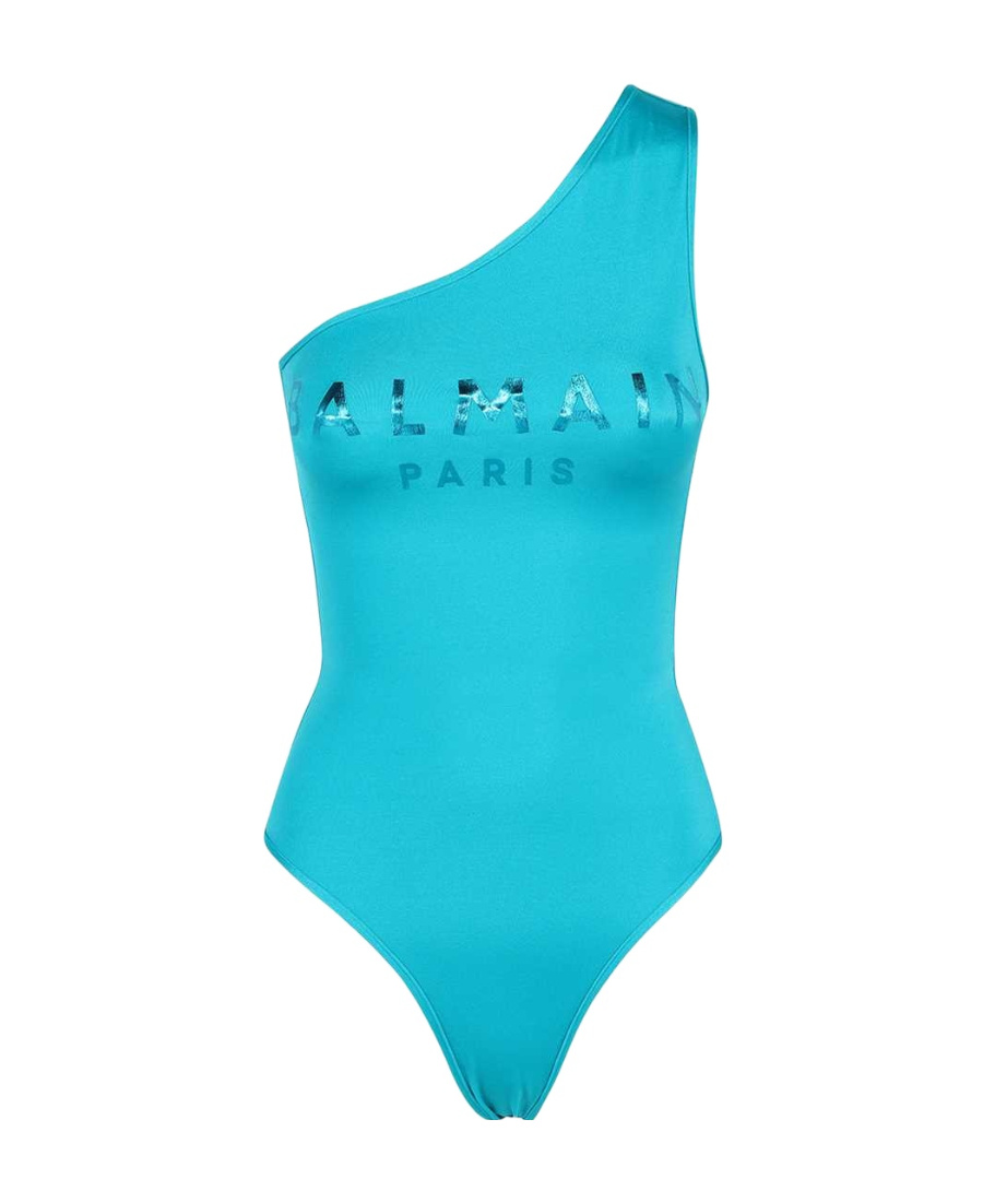 Logo-print one-shoulder swimsuit