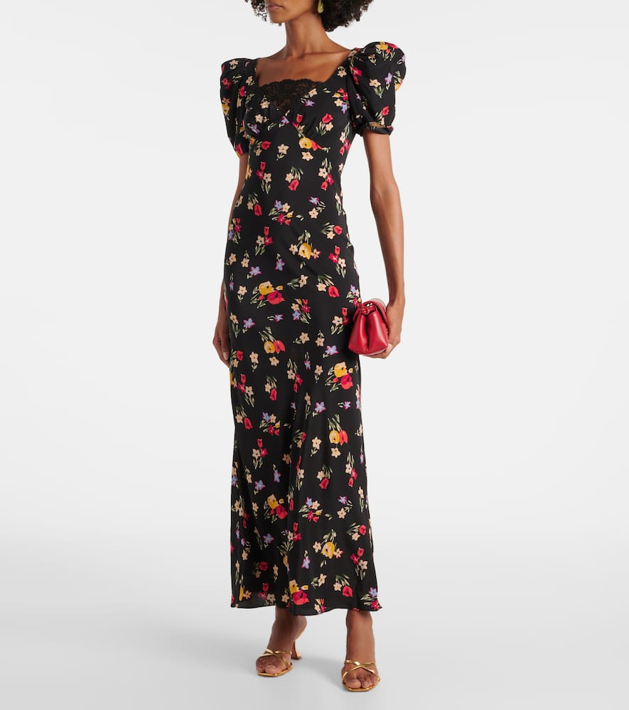 Floral silk crêpe de chine gown