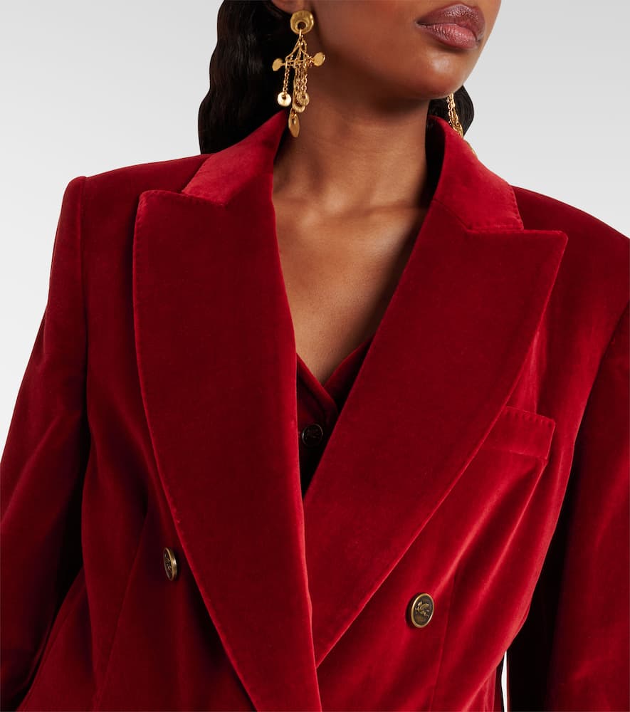 Double-breasted cotton velvet blazer