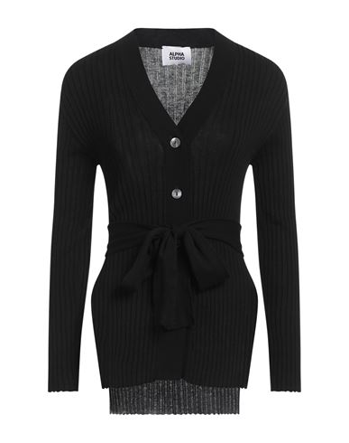 Alpha Studio Woman Cardigan Black Size 6 Cotton