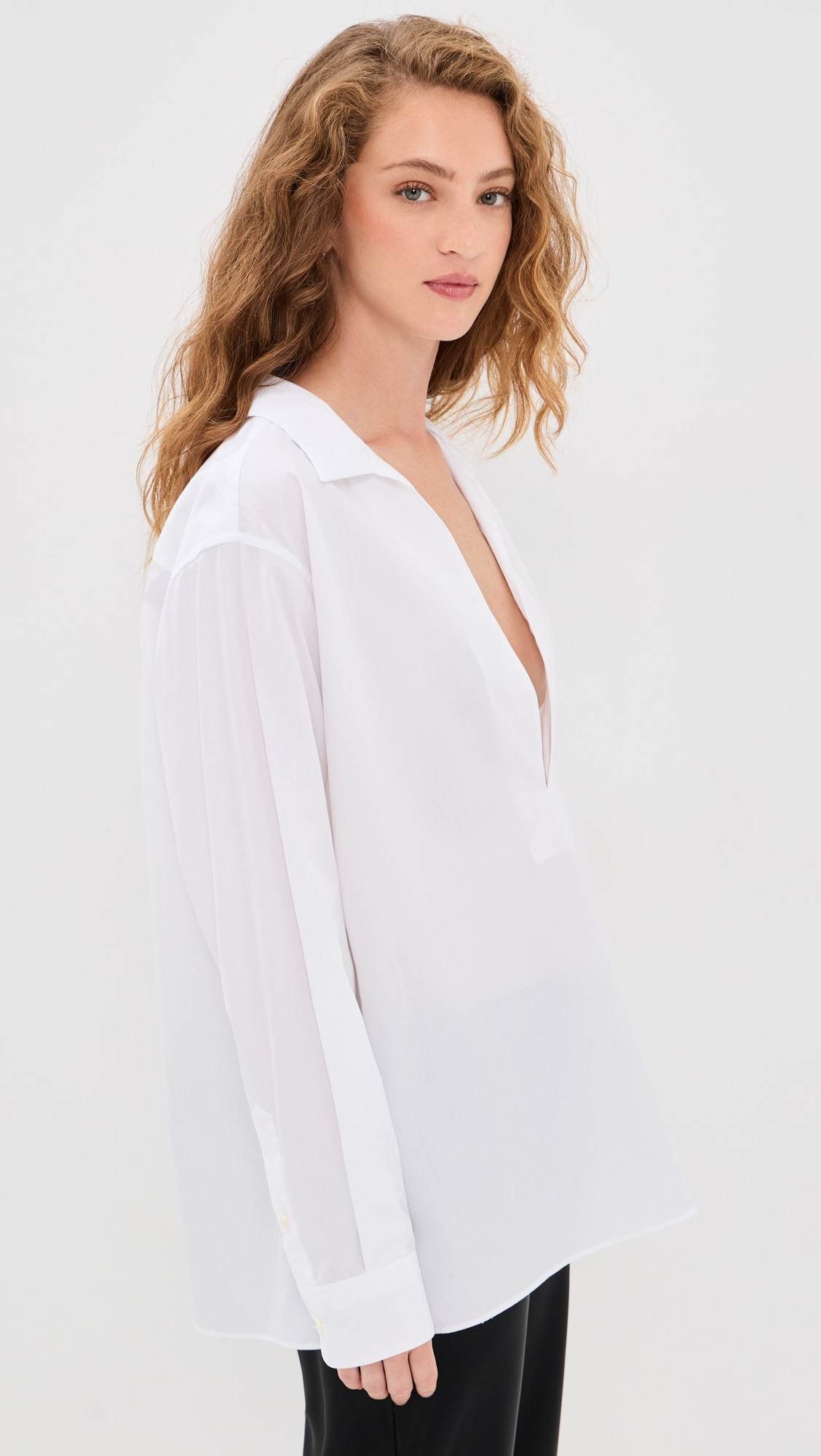 Deep V Blouse White