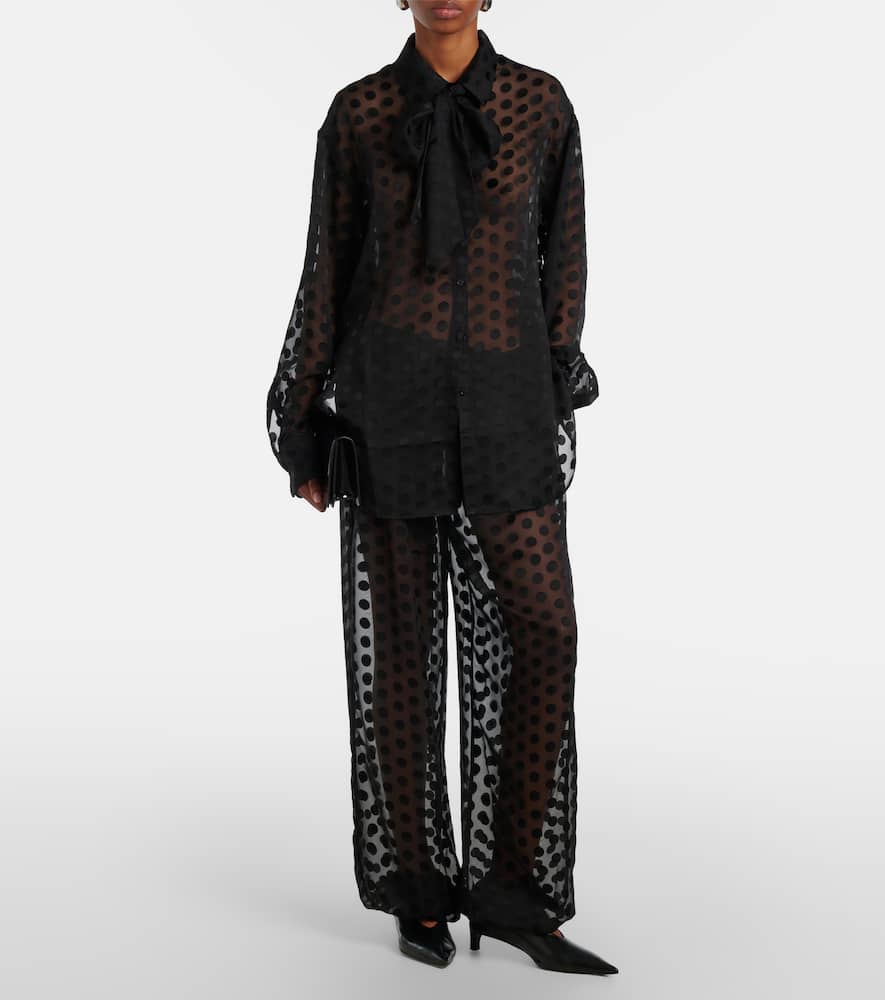 Orissa polka-dot sheer wide-leg pants