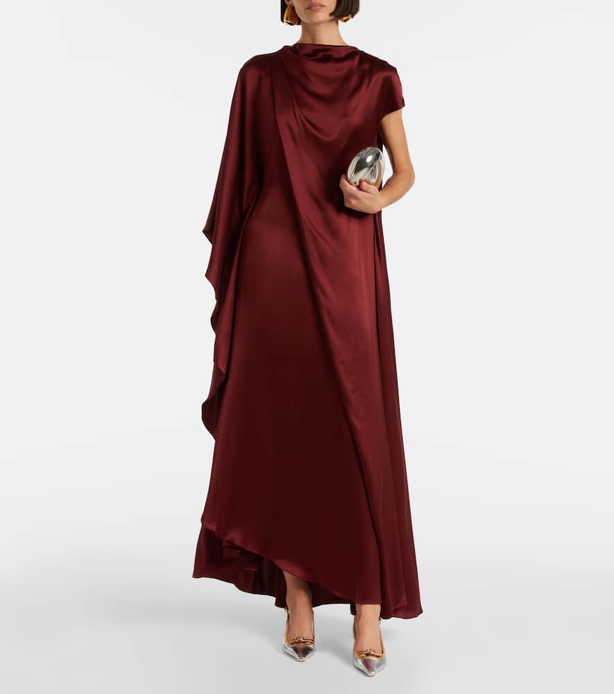 Hiba caped silk gown