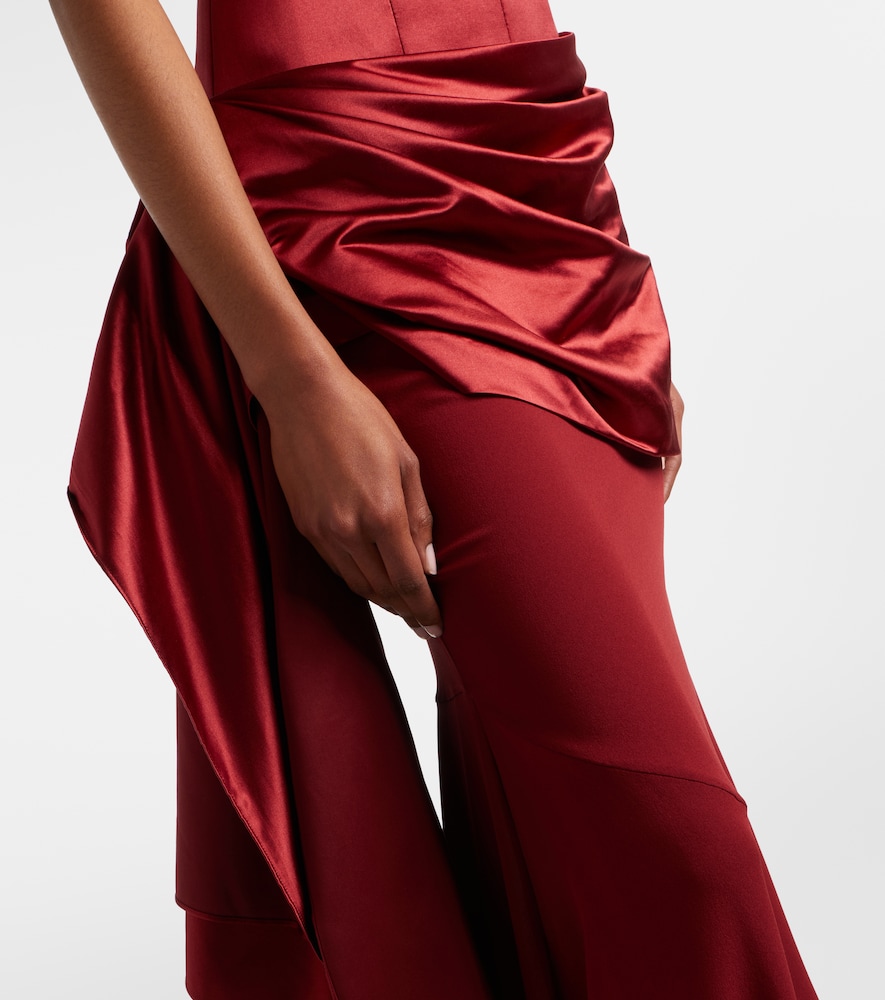 Draped silk corset gown