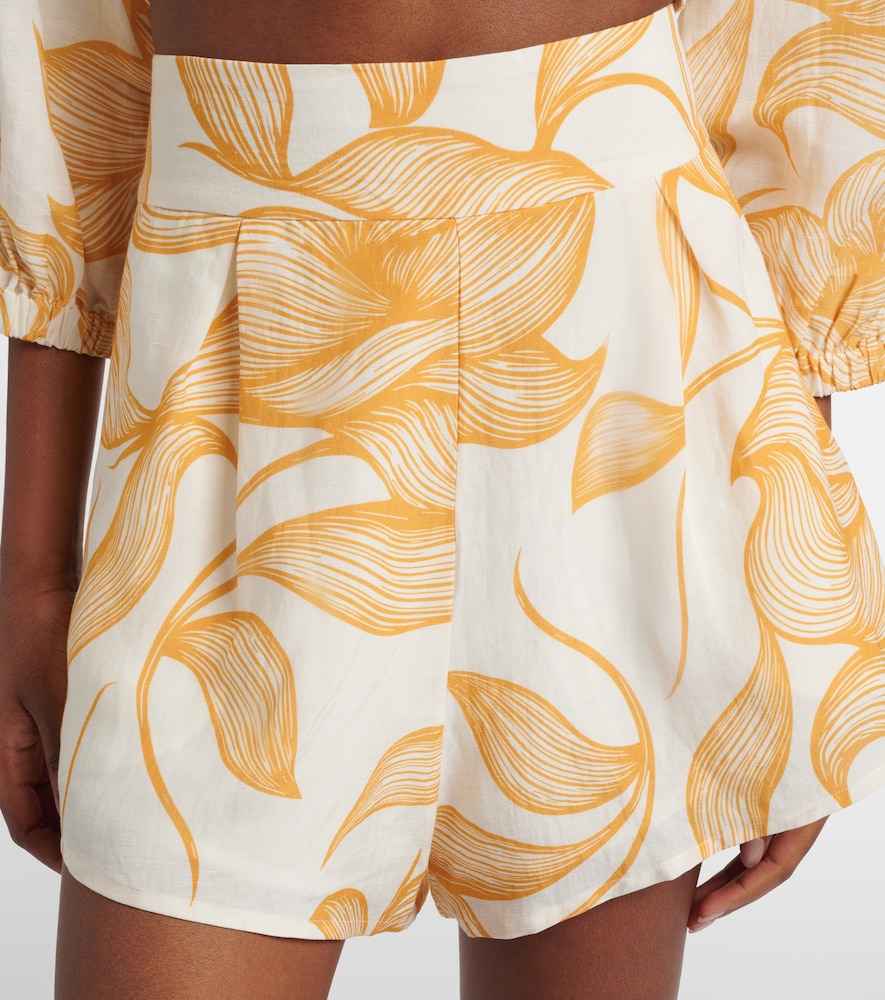 Foliage printed wide-leg shorts