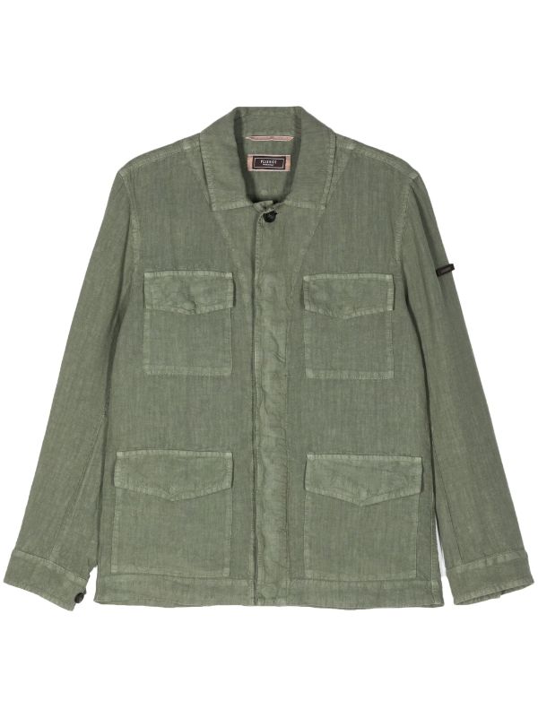 Four-Pocket Linen Shirt — green