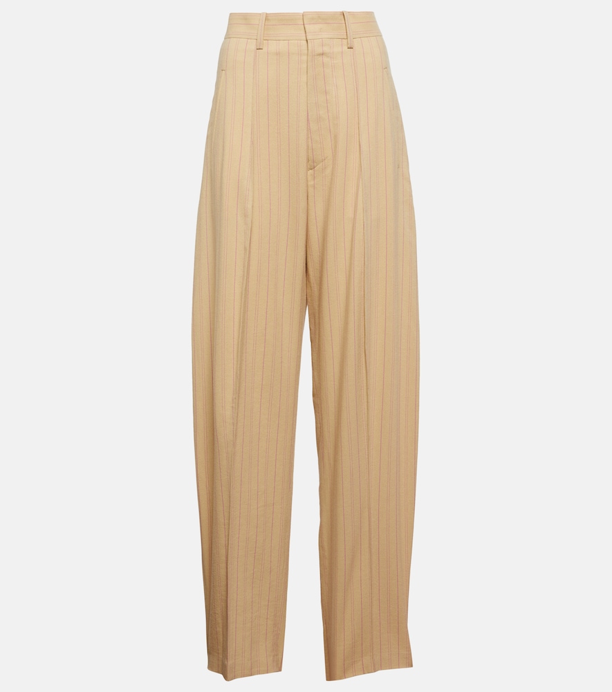 Pinstriped high-rise pants