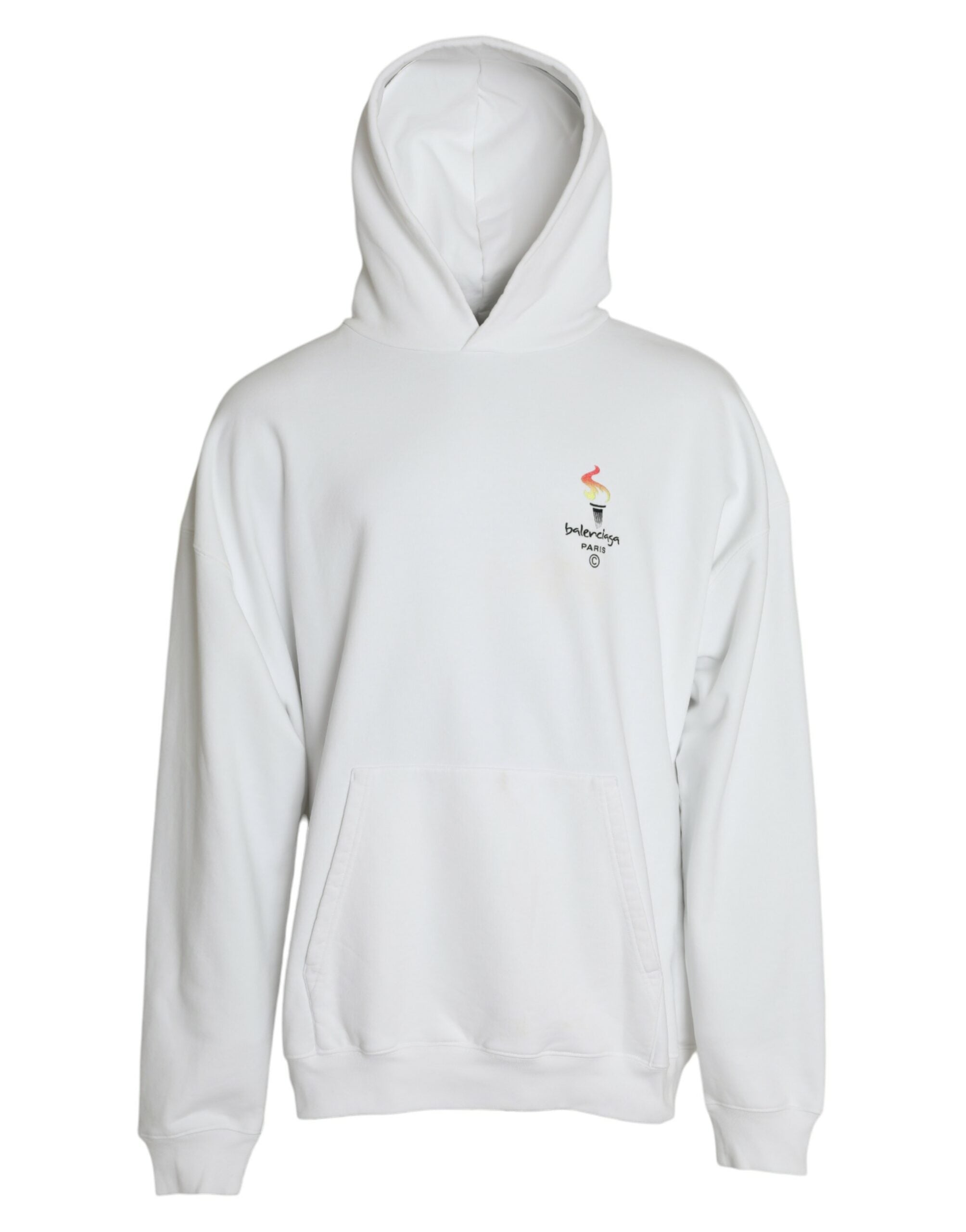 Logo-Embroidered Cotton Hoodie — White