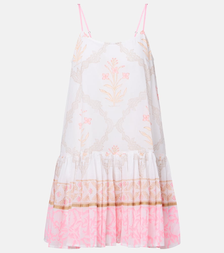 Floral ruched cotton minidress