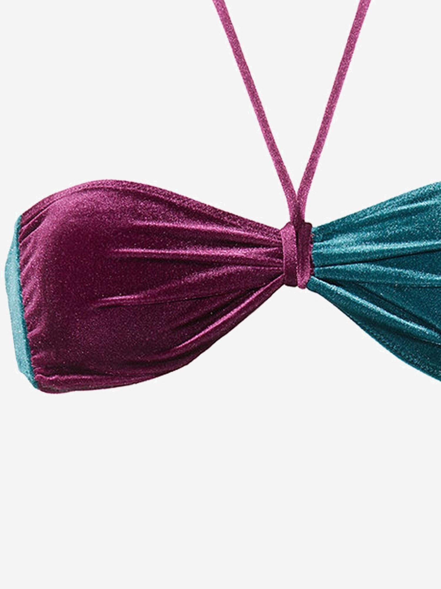 Velvet Color-Block Bathing Suit — Purple