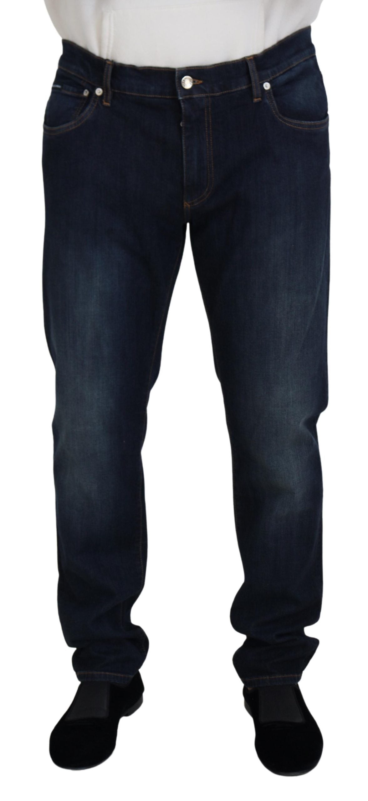 Cotton Straight-Fit Denim Jeans — Navy