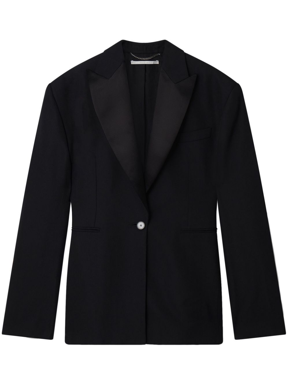 Peak-lapels organic cotton blazer - Black