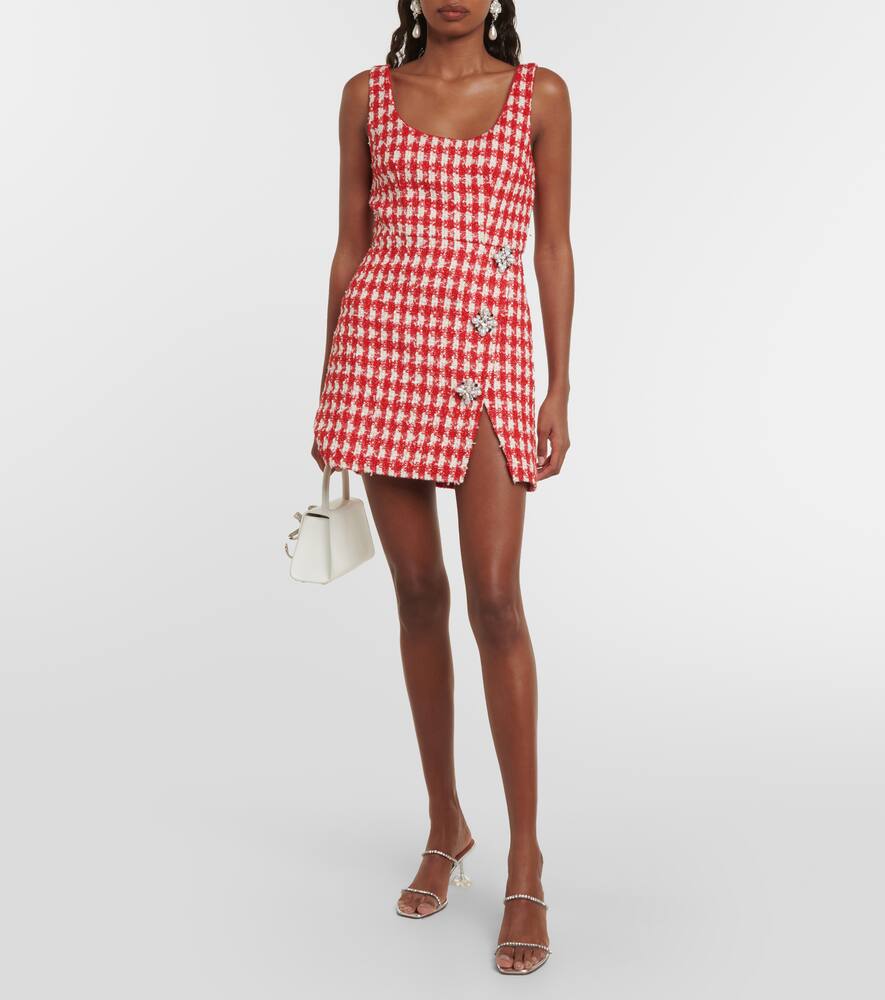 Self-Portrait Checked bouclé minidress