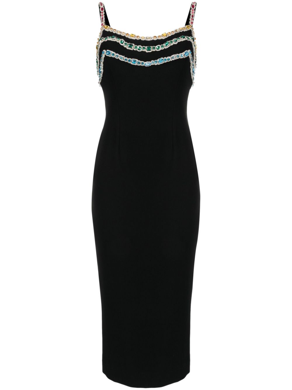 Crystal-embellished cady midi dress - Black