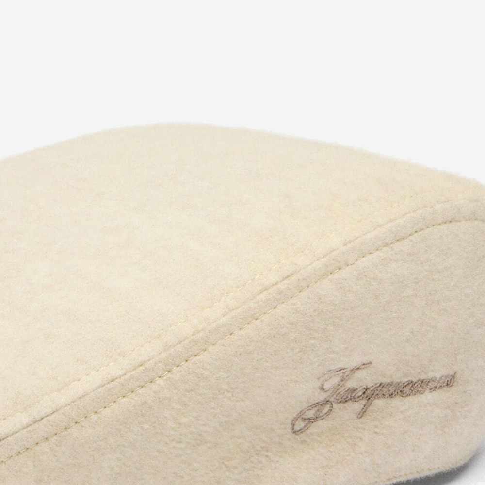 Beige Embroidered Flat Beret Hat