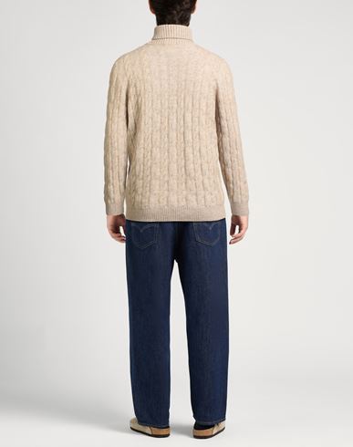 Man Turtleneck Beige Size 42 Cotton, Alpaca wool, Polyamide, Wool, Elastane