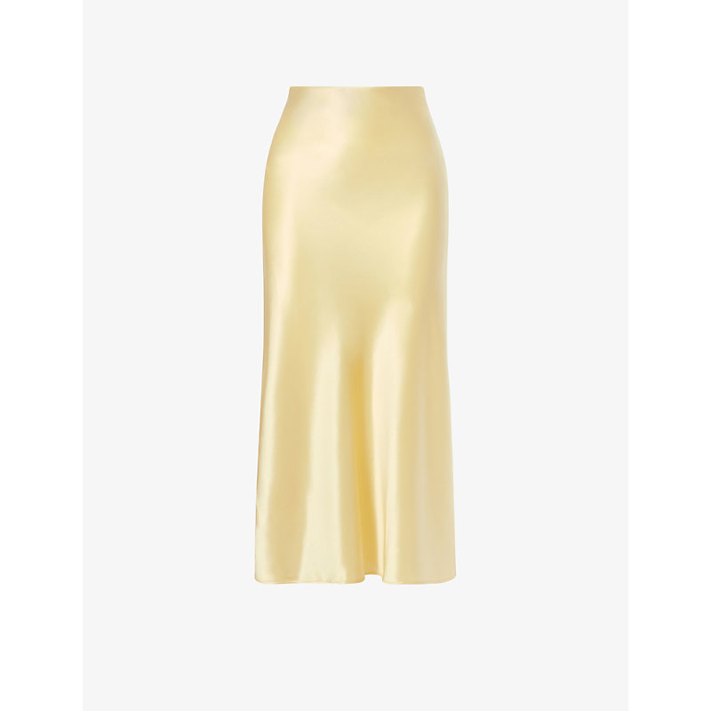 Womens Aubree High-Waist Satin Midi Skirt