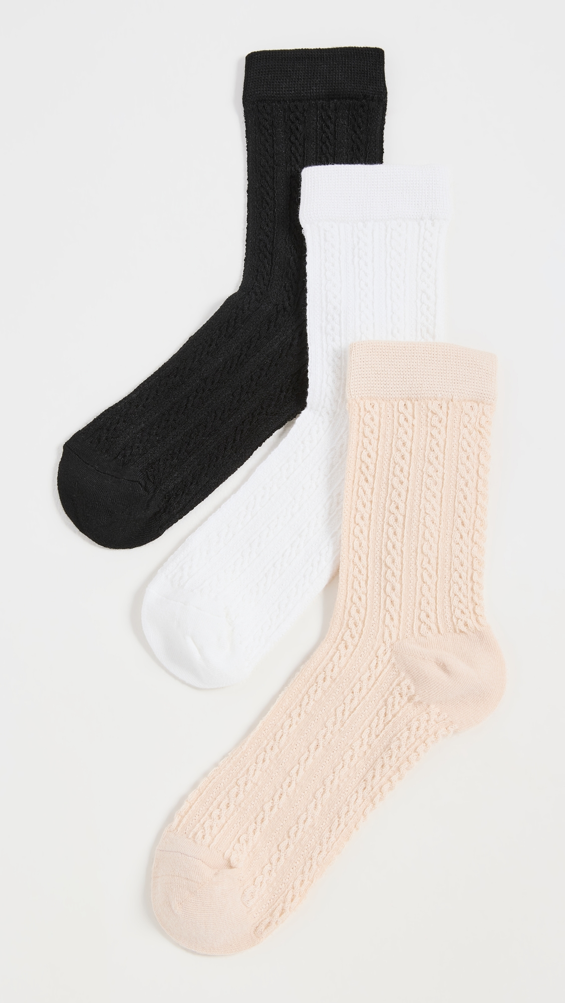 Delicate Knit Socks Black/Ivory/Oat One Size
