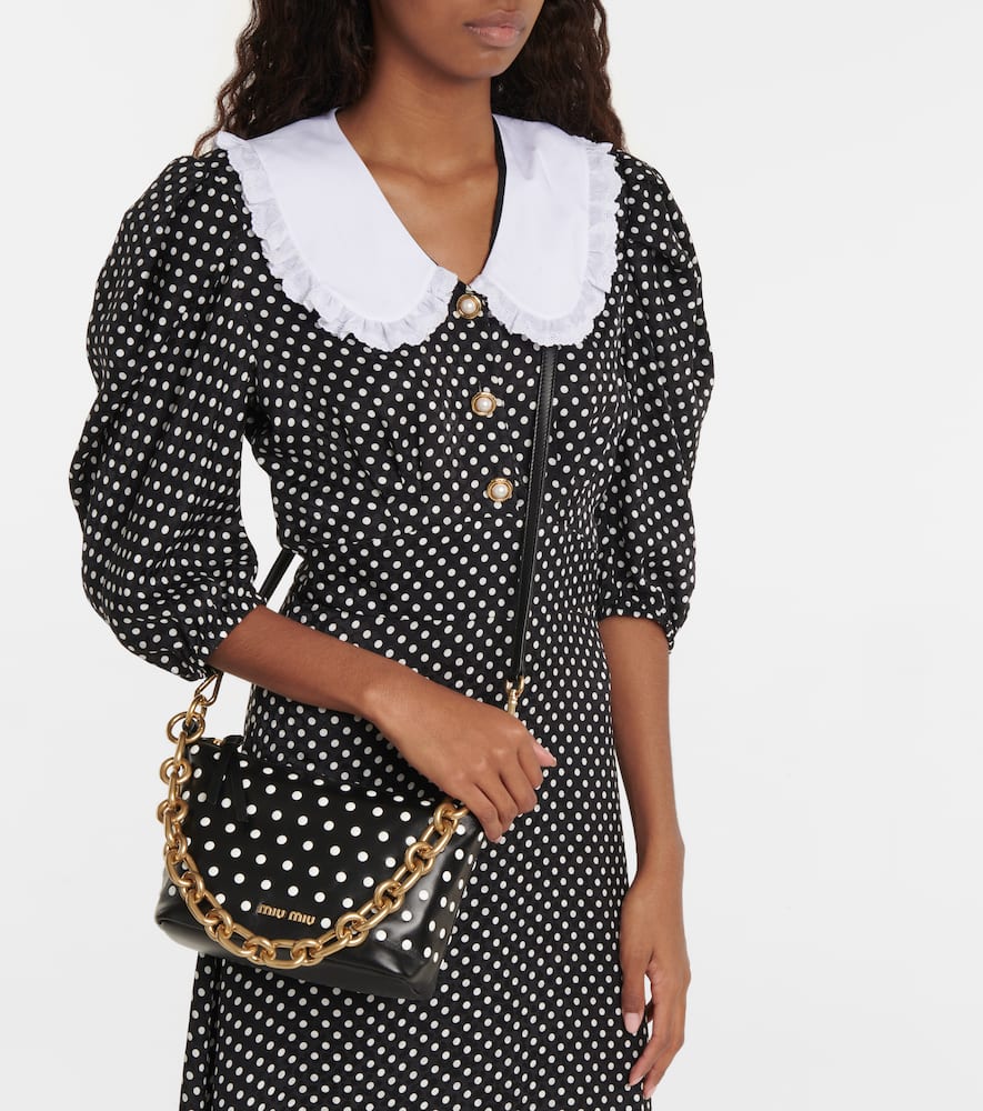 Polka-dot leather shoulder bag